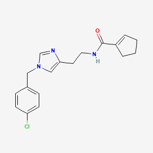 molecular formula C18H20ClN3O B7312204 N-[2-[1-[(4-chlorophenyl)methyl]imidazol-4-yl]ethyl]cyclopentene-1-carboxamide 