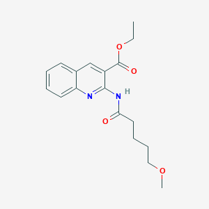 molecular formula C18H22N2O4 B7312257 Ethyl 2-(5-methoxypentanoylamino)quinoline-3-carboxylate 