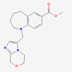 molecular formula C19H23N3O3 B7312278 methyl 1-(6,8-dihydro-5H-imidazo[2,1-c][1,4]oxazin-3-ylmethyl)-2,3,4,5-tetrahydro-1-benzazepine-7-carboxylate 