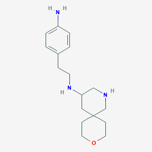 molecular formula C17H27N3O B7312286 N-[2-(4-aminophenyl)ethyl]-9-oxa-2-azaspiro[5.5]undecan-4-amine 