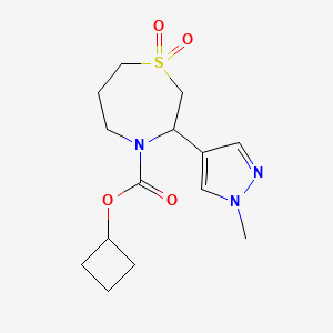 molecular formula C14H21N3O4S B7312289 Cyclobutyl 3-(1-methylpyrazol-4-yl)-1,1-dioxo-1,4-thiazepane-4-carboxylate 
