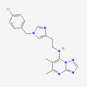 molecular formula C19H20ClN7 B7312345 N-[2-[1-[(4-chlorophenyl)methyl]imidazol-4-yl]ethyl]-5,6-dimethyl-[1,2,4]triazolo[1,5-a]pyrimidin-7-amine 
