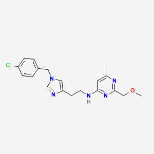 molecular formula C19H22ClN5O B7312354 N-[2-[1-[(4-chlorophenyl)methyl]imidazol-4-yl]ethyl]-2-(methoxymethyl)-6-methylpyrimidin-4-amine 