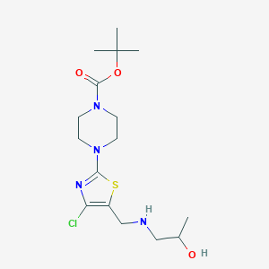 molecular formula C16H27ClN4O3S B7312426 Tert-butyl 4-[4-chloro-5-[(2-hydroxypropylamino)methyl]-1,3-thiazol-2-yl]piperazine-1-carboxylate 