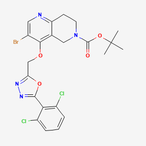 molecular formula C22H21BrCl2N4O4 B7312553 tert-butyl 3-bromo-4-[[5-(2,6-dichlorophenyl)-1,3,4-oxadiazol-2-yl]methoxy]-7,8-dihydro-5H-1,6-naphthyridine-6-carboxylate 