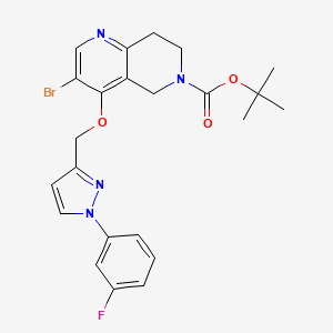 molecular formula C23H24BrFN4O3 B7312559 tert-butyl 3-bromo-4-[[1-(3-fluorophenyl)pyrazol-3-yl]methoxy]-7,8-dihydro-5H-1,6-naphthyridine-6-carboxylate 