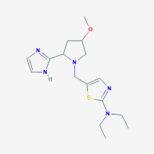 molecular formula C16H25N5OS B7312564 N,N-diethyl-5-[[2-(1H-imidazol-2-yl)-4-methoxypyrrolidin-1-yl]methyl]-1,3-thiazol-2-amine 