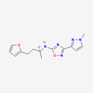 molecular formula C14H17N5O2 B7312661 N-[4-(furan-2-yl)butan-2-yl]-3-(1-methylpyrazol-3-yl)-1,2,4-oxadiazol-5-amine 