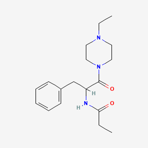 molecular formula C18H27N3O2 B7312762 N-[1-(4-ethylpiperazin-1-yl)-1-oxo-3-phenylpropan-2-yl]propanamide 