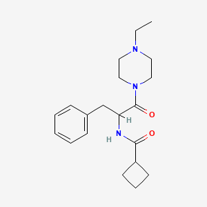 molecular formula C20H29N3O2 B7312774 N-[1-(4-ethylpiperazin-1-yl)-1-oxo-3-phenylpropan-2-yl]cyclobutanecarboxamide 