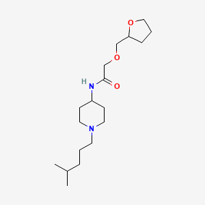 molecular formula C18H34N2O3 B7312787 N-[1-(4-methylpentyl)piperidin-4-yl]-2-(oxolan-2-ylmethoxy)acetamide 