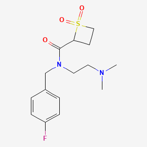 molecular formula C15H21FN2O3S B7312880 N-[2-(dimethylamino)ethyl]-N-[(4-fluorophenyl)methyl]-1,1-dioxothietane-2-carboxamide 