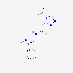 molecular formula C18H27N5O B7312954 N-[2-(dimethylamino)-2-(4-methylphenyl)ethyl]-2-(4-propan-2-yl-1,2,4-triazol-3-yl)acetamide 