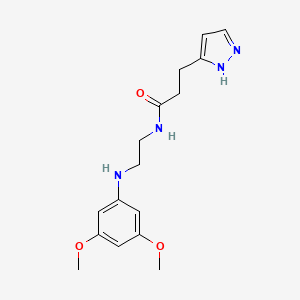 molecular formula C16H22N4O3 B7312971 N-[2-(3,5-dimethoxyanilino)ethyl]-3-(1H-pyrazol-5-yl)propanamide 