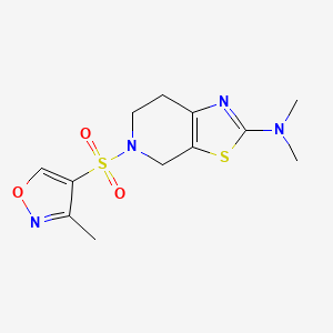 molecular formula C12H16N4O3S2 B7313025 N,N-dimethyl-5-[(3-methyl-1,2-oxazol-4-yl)sulfonyl]-6,7-dihydro-4H-[1,3]thiazolo[5,4-c]pyridin-2-amine 