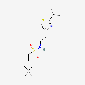 molecular formula C15H24N2O2S2 B7313193 N-[2-(2-propan-2-yl-1,3-thiazol-4-yl)ethyl]-1-spiro[2.3]hexan-5-ylmethanesulfonamide 