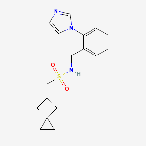 molecular formula C17H21N3O2S B7313256 N-[(2-imidazol-1-ylphenyl)methyl]-1-spiro[2.3]hexan-5-ylmethanesulfonamide 