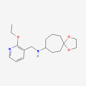 molecular formula C17H26N2O3 B7313305 N-[(2-ethoxypyridin-3-yl)methyl]-1,4-dioxaspiro[4.6]undecan-8-amine 