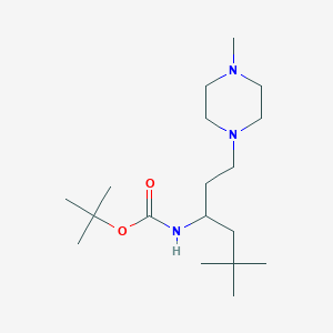 molecular formula C18H37N3O2 B7313327 tert-butyl N-[5,5-dimethyl-1-(4-methylpiperazin-1-yl)hexan-3-yl]carbamate 