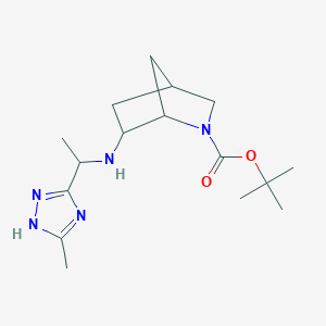 molecular formula C16H27N5O2 B7313334 tert-butyl 6-[1-(5-methyl-1H-1,2,4-triazol-3-yl)ethylamino]-2-azabicyclo[2.2.1]heptane-2-carboxylate 