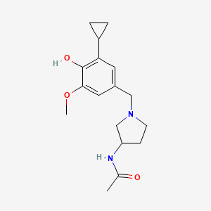 molecular formula C17H24N2O3 B7313370 N-[1-[(3-cyclopropyl-4-hydroxy-5-methoxyphenyl)methyl]pyrrolidin-3-yl]acetamide 