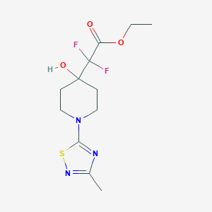 molecular formula C12H17F2N3O3S B7313417 Ethyl 2,2-difluoro-2-[4-hydroxy-1-(3-methyl-1,2,4-thiadiazol-5-yl)piperidin-4-yl]acetate 