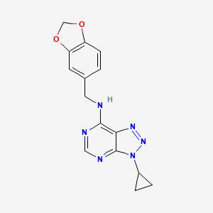 molecular formula C15H14N6O2 B7313645 N-(1,3-benzodioxol-5-ylmethyl)-3-cyclopropyltriazolo[4,5-d]pyrimidin-7-amine 