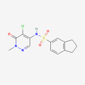molecular formula C14H14ClN3O3S B7313749 N-(5-chloro-1-methyl-6-oxopyridazin-4-yl)-2,3-dihydro-1H-indene-5-sulfonamide 