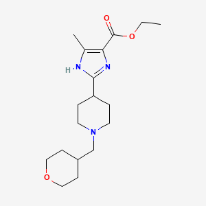 molecular formula C18H29N3O3 B7313929 ethyl 5-methyl-2-[1-(oxan-4-ylmethyl)piperidin-4-yl]-1H-imidazole-4-carboxylate 