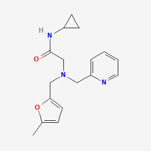 molecular formula C17H21N3O2 B7313942 N-cyclopropyl-2-[(5-methylfuran-2-yl)methyl-(pyridin-2-ylmethyl)amino]acetamide 