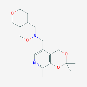 molecular formula C18H28N2O4 B7313983 N-methoxy-1-(oxan-4-yl)-N-[(2,2,8-trimethyl-4H-[1,3]dioxino[4,5-c]pyridin-5-yl)methyl]methanamine 