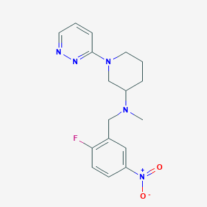 molecular formula C17H20FN5O2 B7313994 N-[(2-fluoro-5-nitrophenyl)methyl]-N-methyl-1-pyridazin-3-ylpiperidin-3-amine 