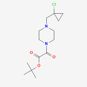 molecular formula C14H23ClN2O3 B7314008 Tert-butyl 2-[4-[(1-chlorocyclopropyl)methyl]piperazin-1-yl]-2-oxoacetate 