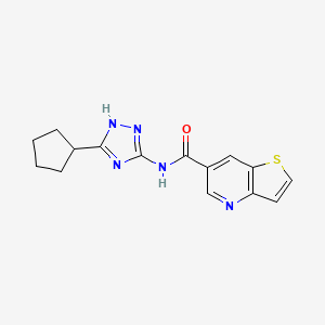 molecular formula C15H15N5OS B7314050 N-(5-cyclopentyl-1H-1,2,4-triazol-3-yl)thieno[3,2-b]pyridine-6-carboxamide 