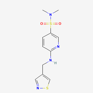 molecular formula C11H14N4O2S2 B7314063 N,N-dimethyl-6-(1,2-thiazol-4-ylmethylamino)pyridine-3-sulfonamide 