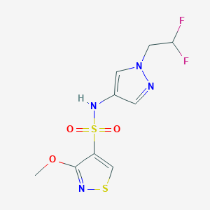 molecular formula C9H10F2N4O3S2 B7314094 N-[1-(2,2-difluoroethyl)pyrazol-4-yl]-3-methoxy-1,2-thiazole-4-sulfonamide 