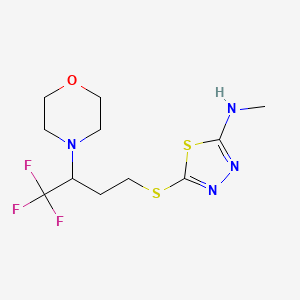 molecular formula C11H17F3N4OS2 B7314174 N-methyl-5-(4,4,4-trifluoro-3-morpholin-4-ylbutyl)sulfanyl-1,3,4-thiadiazol-2-amine 