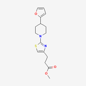 molecular formula C16H20N2O3S B7314253 Methyl 3-[2-[4-(furan-2-yl)piperidin-1-yl]-1,3-thiazol-4-yl]propanoate 