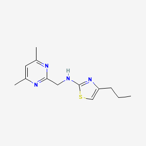 molecular formula C13H18N4S B7314257 N-[(4,6-dimethylpyrimidin-2-yl)methyl]-4-propyl-1,3-thiazol-2-amine 