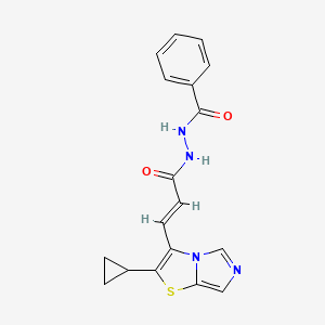 molecular formula C18H16N4O2S B7314373 N'-[(E)-3-(2-cyclopropylimidazo[5,1-b][1,3]thiazol-3-yl)prop-2-enoyl]benzohydrazide 