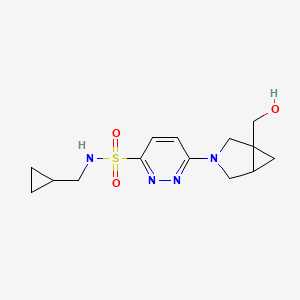 molecular formula C14H20N4O3S B7314710 N-(cyclopropylmethyl)-6-[1-(hydroxymethyl)-3-azabicyclo[3.1.0]hexan-3-yl]pyridazine-3-sulfonamide 