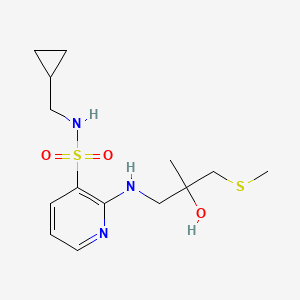 molecular formula C14H23N3O3S2 B7314741 N-(cyclopropylmethyl)-2-[(2-hydroxy-2-methyl-3-methylsulfanylpropyl)amino]pyridine-3-sulfonamide 