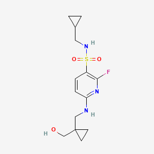 molecular formula C14H20FN3O3S B7314746 N-(cyclopropylmethyl)-2-fluoro-6-[[1-(hydroxymethyl)cyclopropyl]methylamino]pyridine-3-sulfonamide 