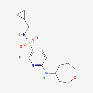 molecular formula C15H22FN3O3S B7314753 N-(cyclopropylmethyl)-2-fluoro-6-(oxepan-4-ylamino)pyridine-3-sulfonamide 