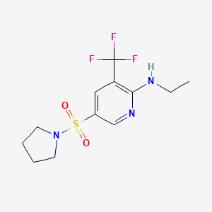 molecular formula C12H16F3N3O2S B7314772 N-ethyl-5-pyrrolidin-1-ylsulfonyl-3-(trifluoromethyl)pyridin-2-amine 