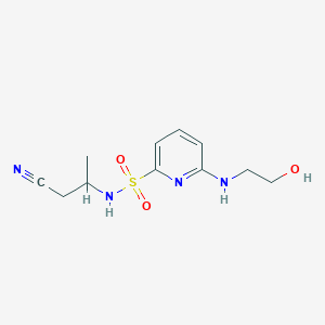 molecular formula C11H16N4O3S B7314830 N-(1-cyanopropan-2-yl)-6-(2-hydroxyethylamino)pyridine-2-sulfonamide 