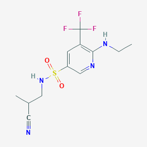 molecular formula C12H15F3N4O2S B7314845 N-(2-cyanopropyl)-6-(ethylamino)-5-(trifluoromethyl)pyridine-3-sulfonamide 
