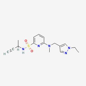 molecular formula C16H21N5O2S B7315022 N-but-3-yn-2-yl-6-[(1-ethylpyrazol-4-yl)methyl-methylamino]pyridine-2-sulfonamide 