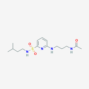 molecular formula C15H26N4O3S B7315032 N-[3-[[6-(3-methylbutylsulfamoyl)pyridin-2-yl]amino]propyl]acetamide 