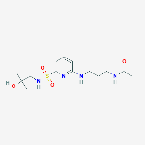 molecular formula C14H24N4O4S B7315034 N-[3-[[6-[(2-hydroxy-2-methylpropyl)sulfamoyl]pyridin-2-yl]amino]propyl]acetamide 